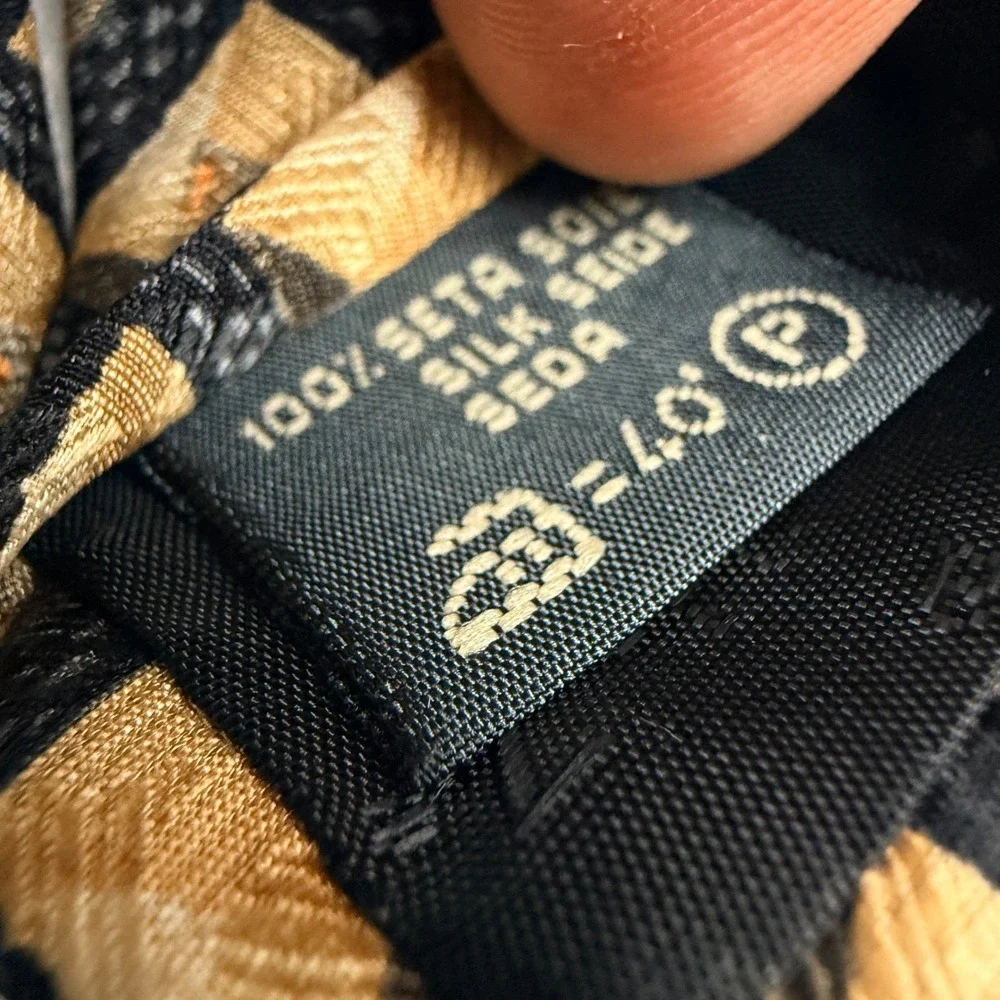 Ermenegildo Zegna Mens Silk‎ Neck Tie Gold Black Geometric Pyramid Made in Italy